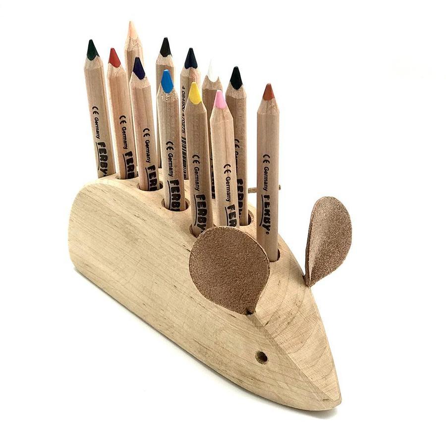 Wooden Mouse Pencil Holder